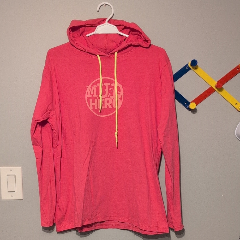 Anvil Vibrant Pink Hoodie with Yellow Accents
